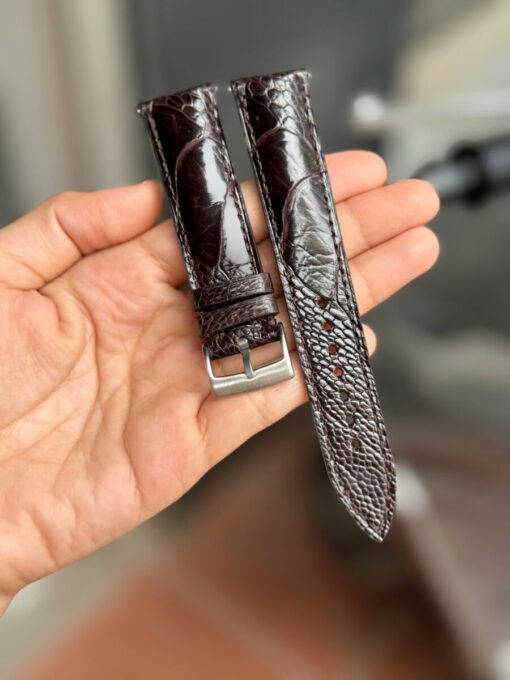 Ostrich Brown Leather Watch Strap