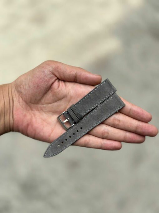 Suede Dark Grey Leather Watch Strap