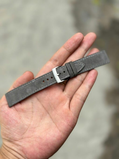 Suede Dark Grey Leather Watch Strap