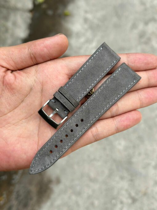 Suede Dark Grey Leather Watch Strap