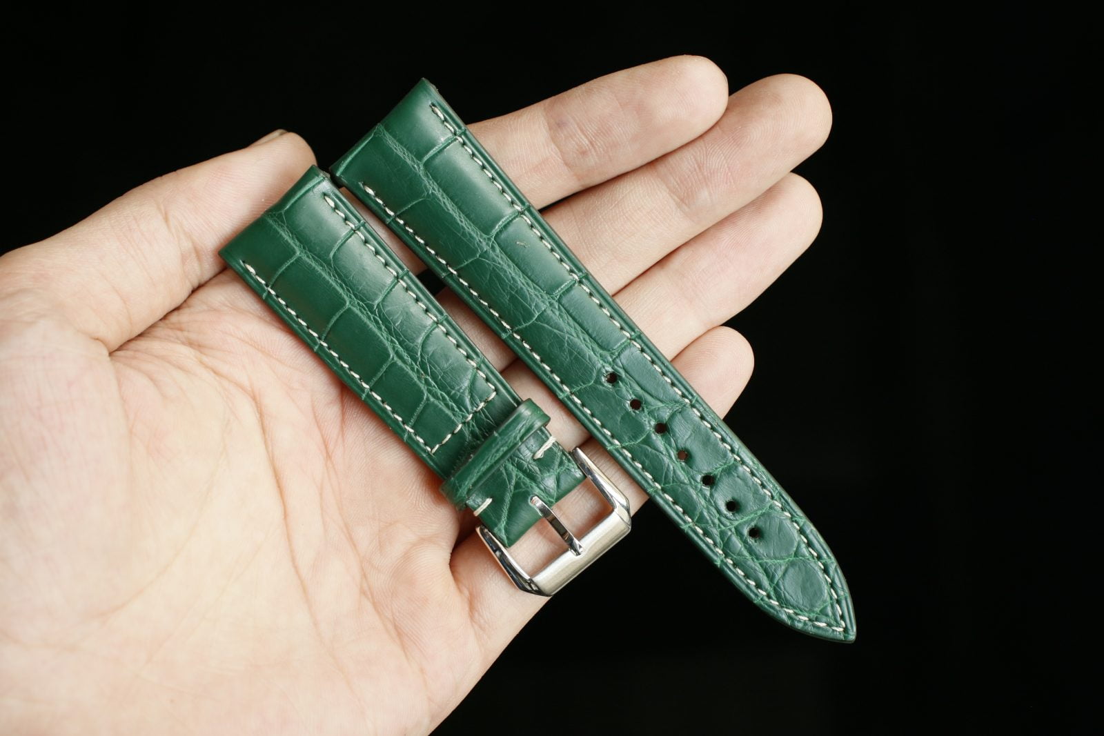 Buy 26mm/24mm GREEN Genuine Alligator Leather Skin Watch Strap