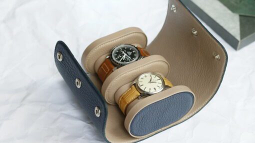 Chromepak Horween Syrup Brown Custom Watch Case, Travel Watch Box, Personalized Leather Watch Roll Case